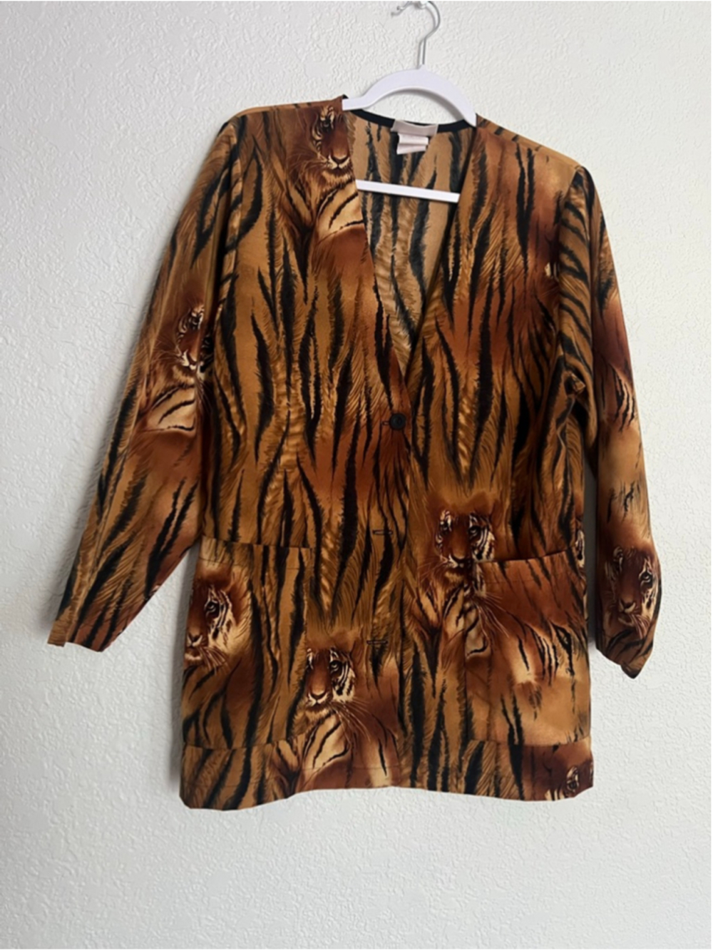 Women's Uniform City Tiger Print Jacket Blouse Brown Black